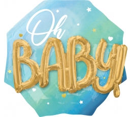 Фольгированный шарик 3D "Oh Baby", голубой (70 см)