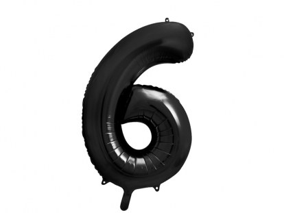 Фольгированный шарик "6", черный  (85см)