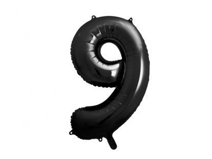 Фольгированный шарик "9", черный  (85см)