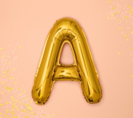 Фольгированный шарик - буква "A", золото (35 см) 1