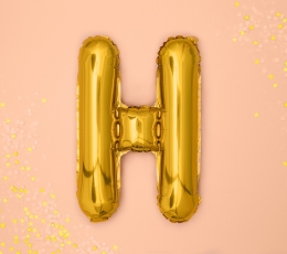 Фольгированный шарик - буква "H", золото (35 см) 1