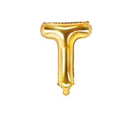 Фольгированный шарик - буква "T", золото (35 см)