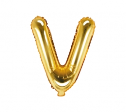 Фольгированный шарик - буква "V", золото (35 см)