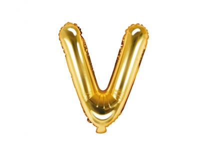 Фольгированный шарик - буква "V", золото (35 см)