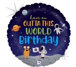 Фольгированный шарик "День рождения космоса" (46 см)
