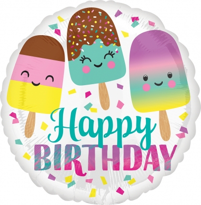 Фольгированный шарик "Happy Birthday Ice Cream" (43 см)
