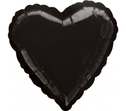 Фольгированный шарик -сердечко, черное (43 см)