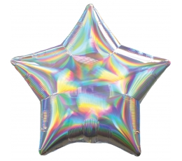 Фольгированный шарик "Серебряная звезда", голографическая 