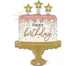 Фольгированный шарик  "Торт на день рождения", голографический (84 см)