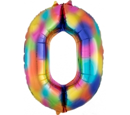 Фольгированный шарик цифра "0" разноцветный (88 см)