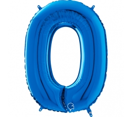 Фольгированный шарик-цифра "0", синий (66 см)