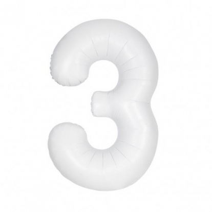 Фольгированный шарик - цифра "3", белый (86.3 см)