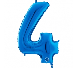 Фольгированный шарик-цифра "4", синий (66 см)