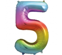 Фольгированный шарик цифра "5" разноцветный (86 см)