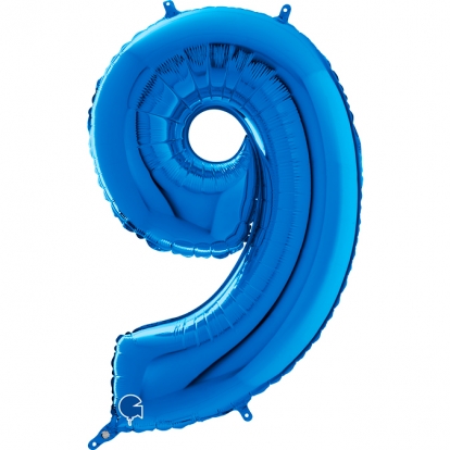 Фольгированный шарик-цифра "9", синий (66 см)