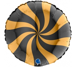 Фольгированный шарик  "Водоворот", черное - золото (46 см)