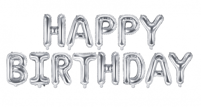 Фольгированный  шарики "Happy Birthday" , серебряные(35 см)
