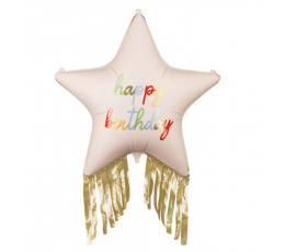 Фольгированный воздушный шар с кисточками "Звезда дня рождения"