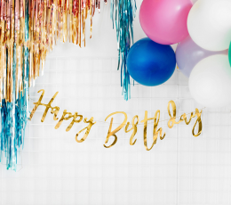 Форминая гирлянда "Happy Birthday", золото (62 см) 1