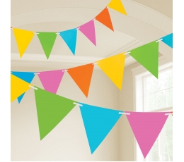 Гирлянда флажками, разноцветная - пластиковая ( 10 м)