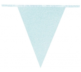 Гирлянда из флагов, синяя блестящая (6 м)