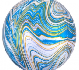 Фольгированный шарик марблс, голубой (38х40 см)