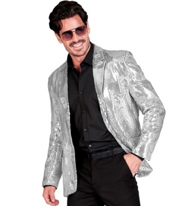 Изысканный пиджак блестящего серебристого цвета (L)