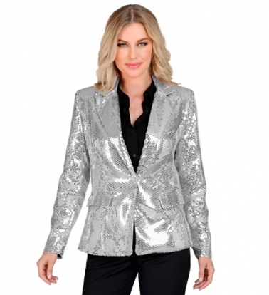 Изысканный пиджак блестящего серебристого цвета (M) 