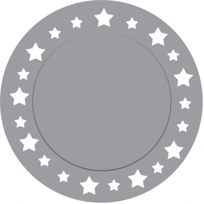 Картонные подставки, серебряные звезды (6 шт/ 33 см)