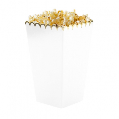 Коробочки для попкорна, белые с золотым краем (8 шт.)