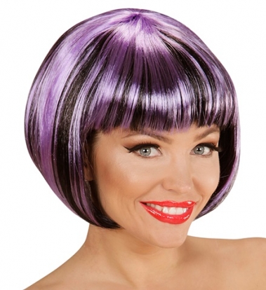 Короткий парик, чёрно-фиолетовый.