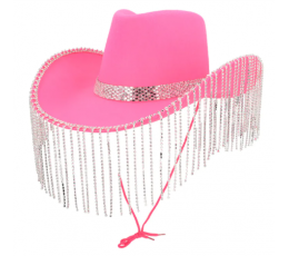 Ковбойская шляпа розового цвета с серебряными кристаллами. 