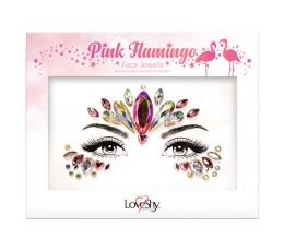 Наклейки-бриллианты на лицо "Pink flamingo" 