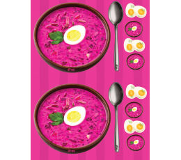 Наклейки ''Миска холодного супа с ложкой''