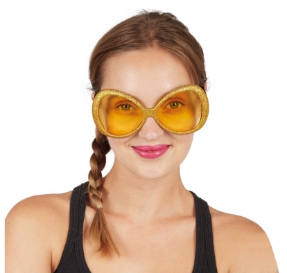 Очки в стиле диско, золотистые блестящие