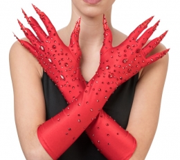 Перчатки дьявола с когтями, красные