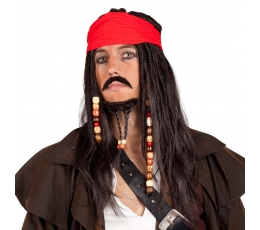 Пиратский парик с бородой и повязкой на голову