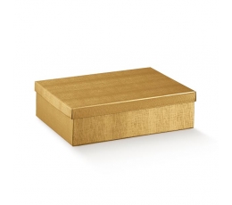 Подарочная коробка с крышкой, золотистая (380х260х110 мм)