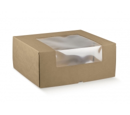 Подарочная коробка с окошком, крафт (350х350х150 мм)
