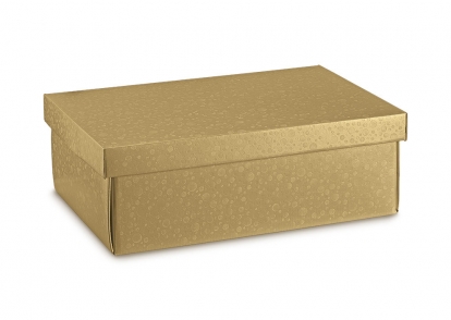 Подарочная коробка, золотая с крышкой (37,5 х 26 х 12,5 см)