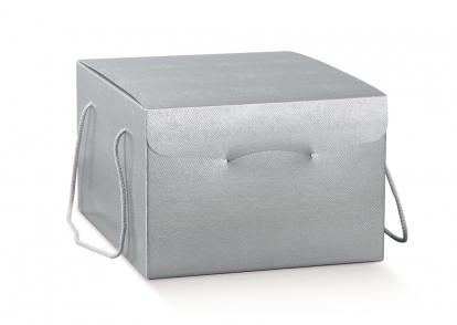 Подарочная коробочка, серебристого цвета с имитацией кожи (290x355x195 мм)