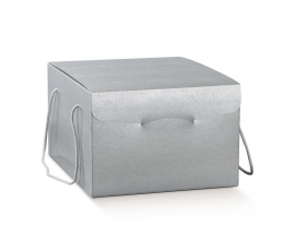 Подарочная коробочка, серебристого цвета с имитацией кожи (245x245x180 мм)