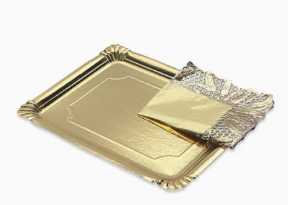 Поднос для закусок с салфеткой, золотистый (25x34 см)