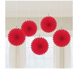 Подвесные декорации,  красные вееры (5 шт)