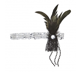 Повязка на голову в стиле ретро с перьями, серебро