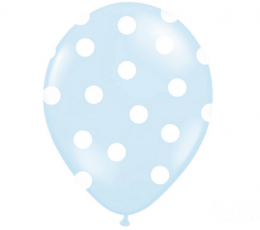 Резиновый шарик, голубой в горошек (30 см) 1