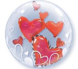 Шарик (bubble) "Сердца" (61 см)