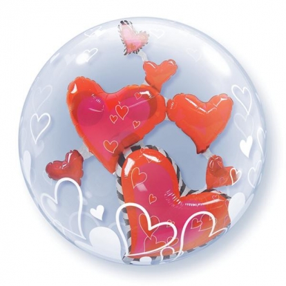Шарик (bubble) "Сердца" (61 см)
