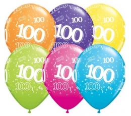 Шарики "100", цветные (6 шт. / 28 см)