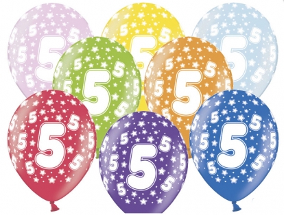 Шарики "5", цветные (6 шт. / 30 см)
